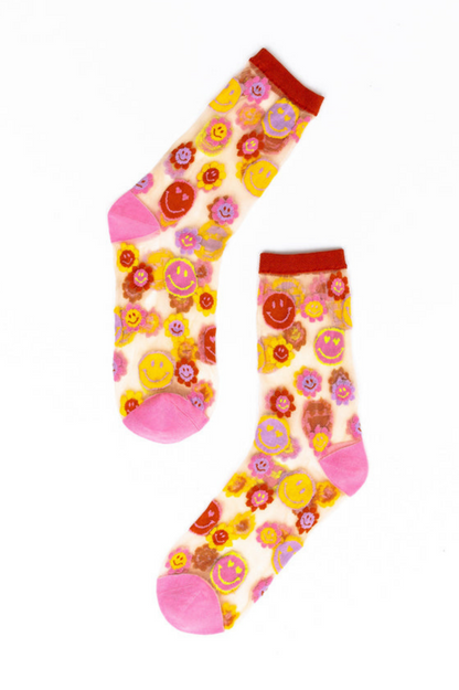 Sheer Sock - Smiley Face Daisy 