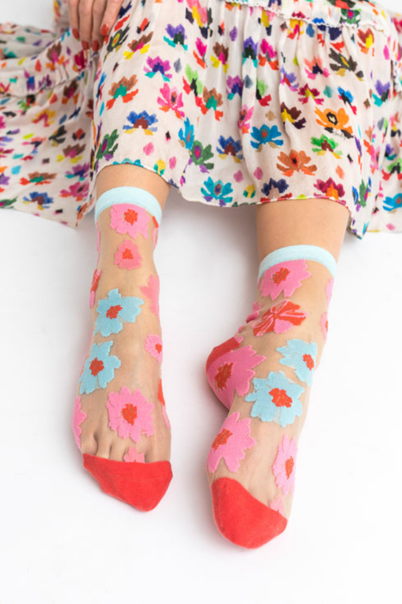 Sheer Sock - Ribbon Roses