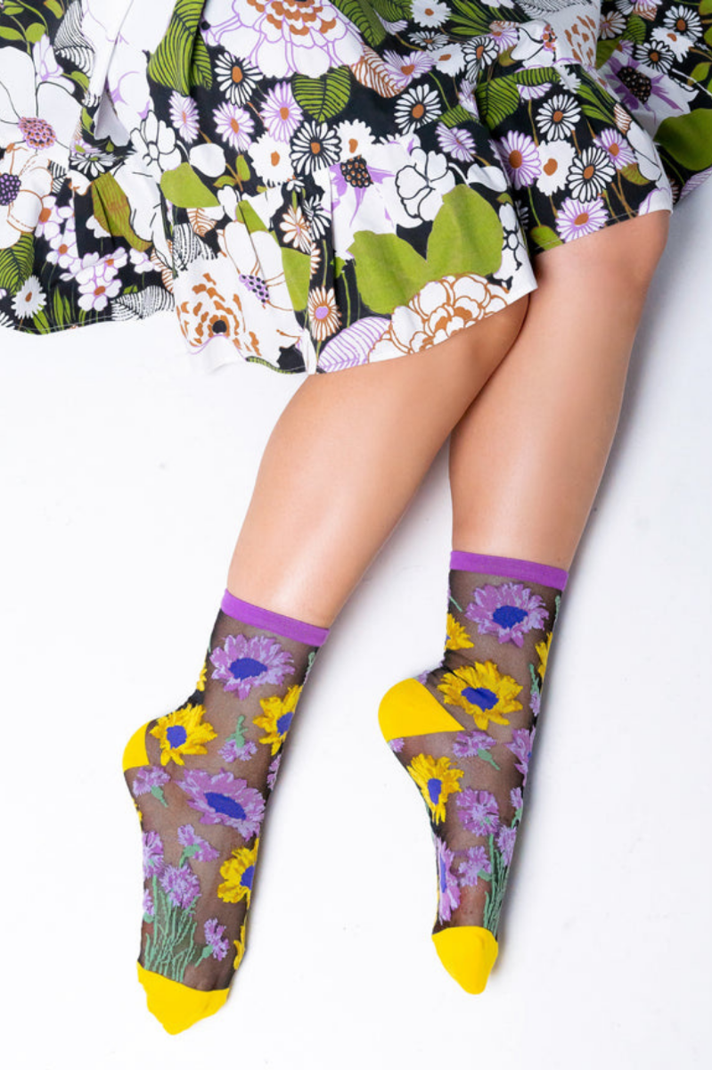 Sheer Sock - Mixed Sunflowers 