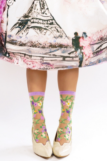 Sheer Sock - Heart Floral 