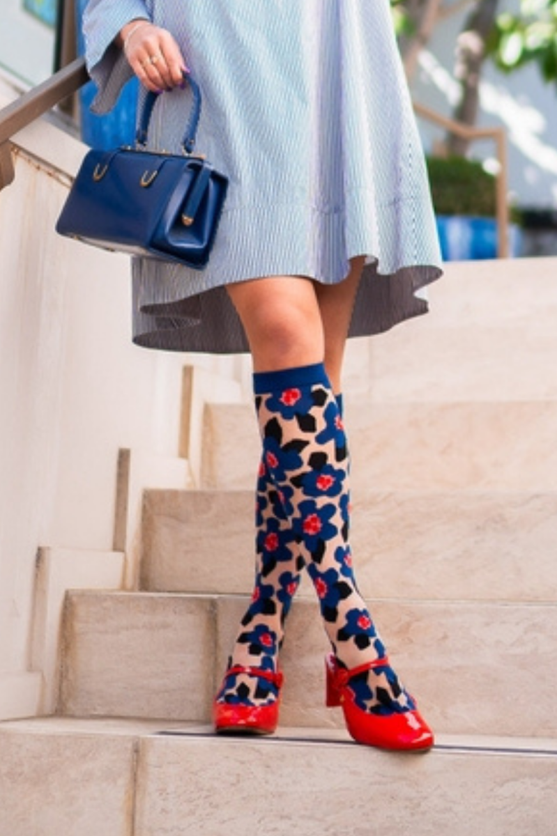 Sheer Knee High Sock - Bold Blue 
