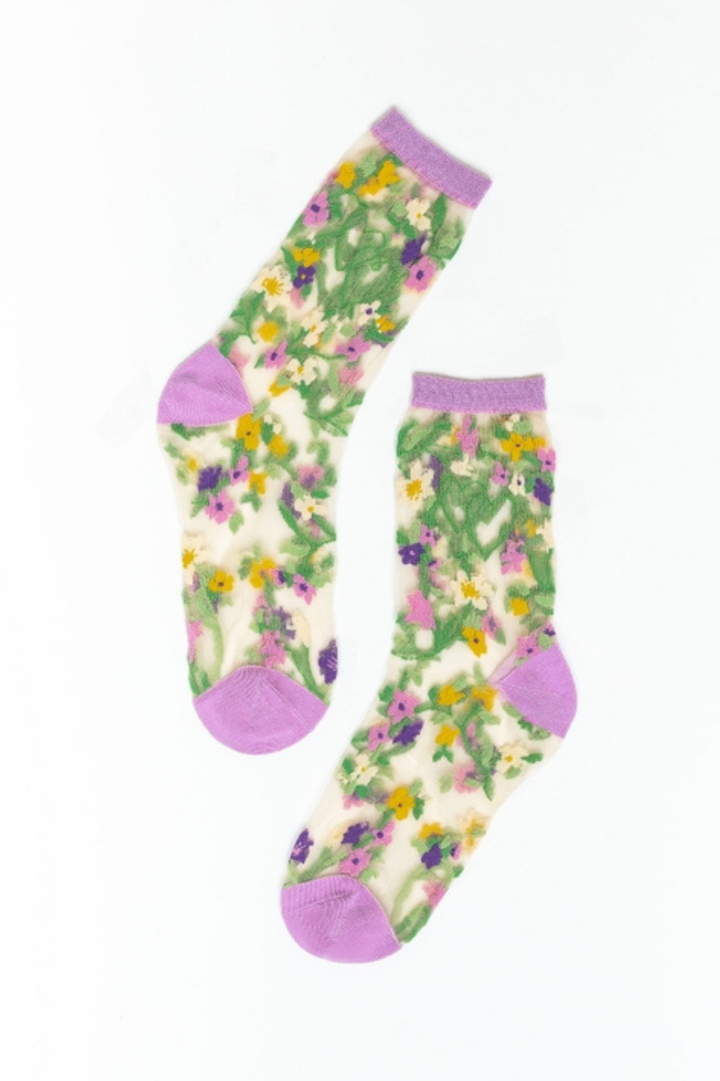 Sheer Sock - Heart Floral 