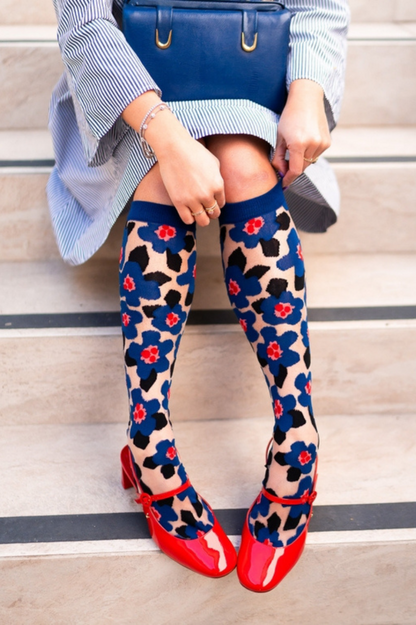 Sheer Knee High Sock - Bold Blue 