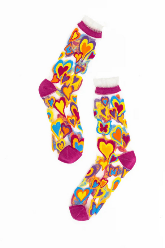 Sheer Sock - Y2K Hearts 