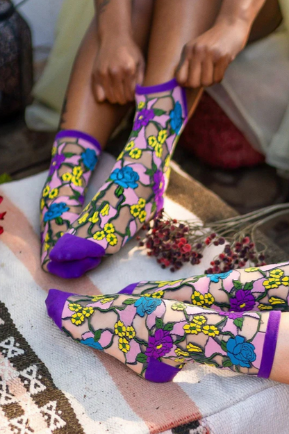 Sheer Sock - Stain Glass Floral 