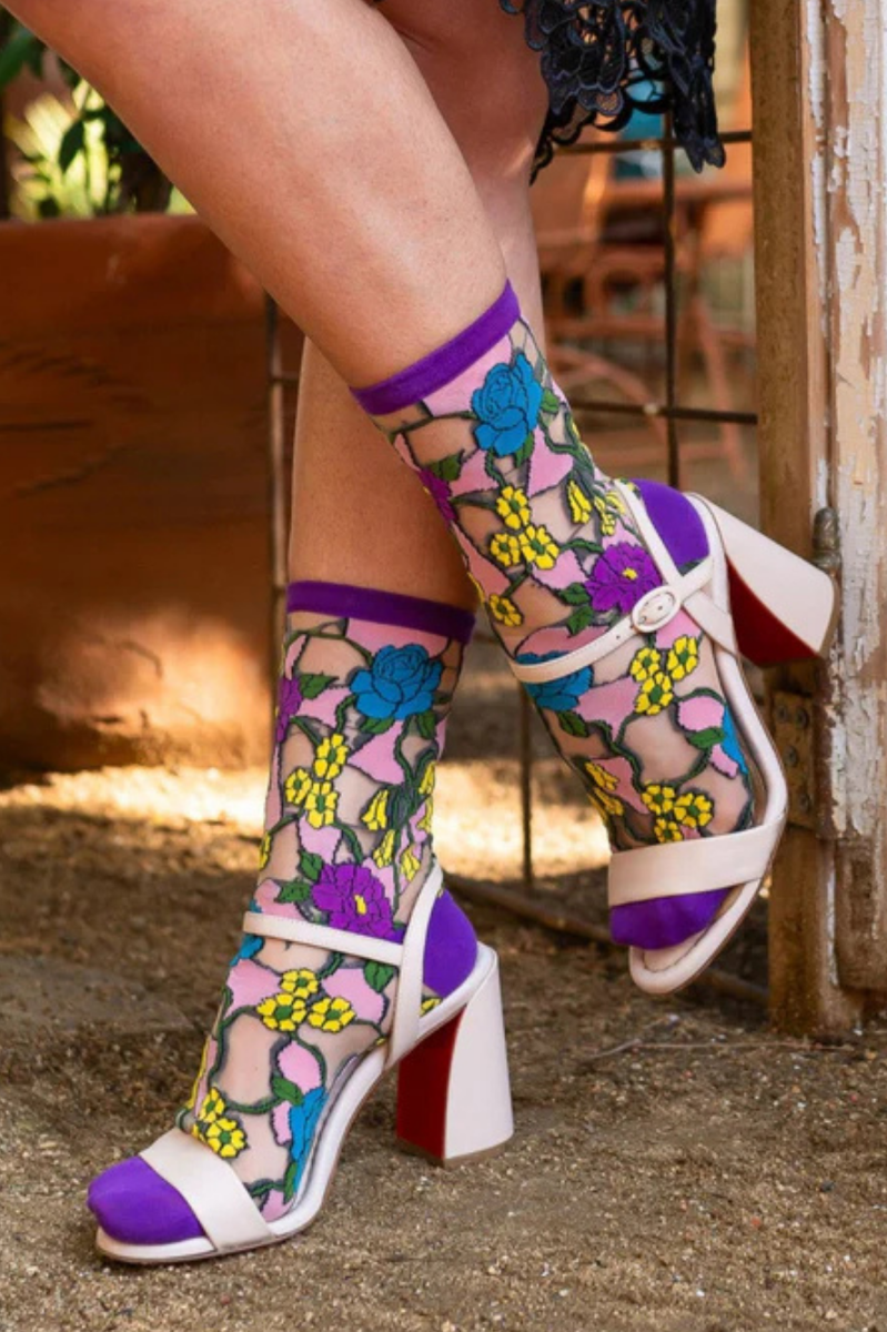 Sheer Sock - Stain Glass Floral 