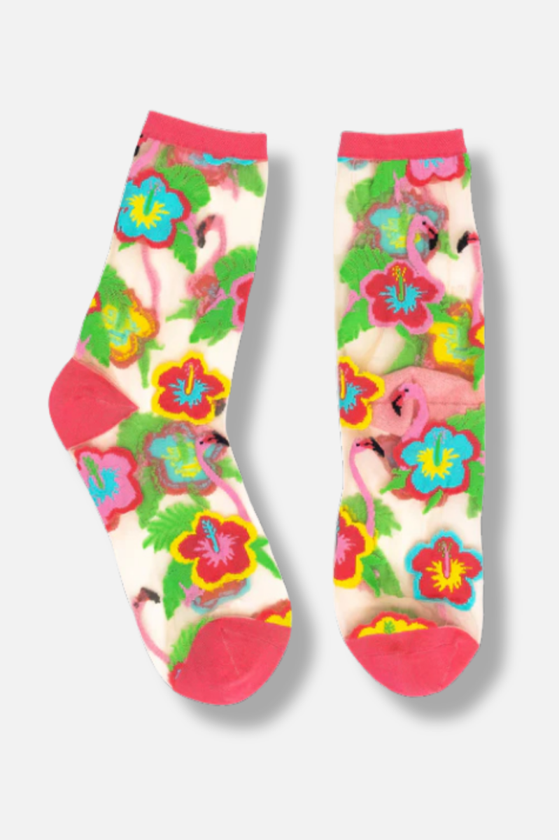 Sheer Sock - Flamingo Floral