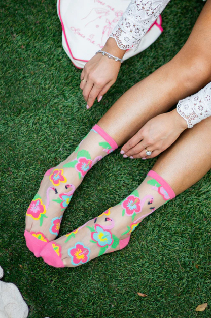 Sheer Sock - Flamingo Floral