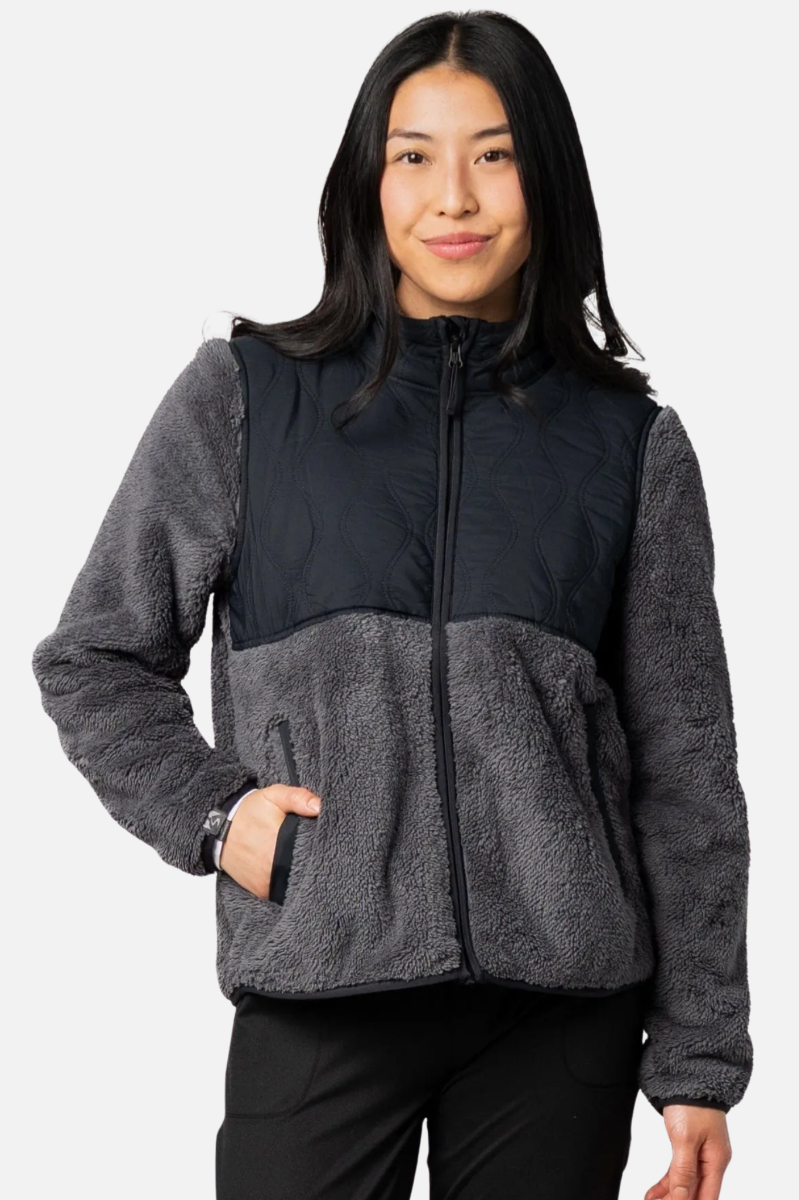 Teddy Fleece Jacket - Jet Grey & Black