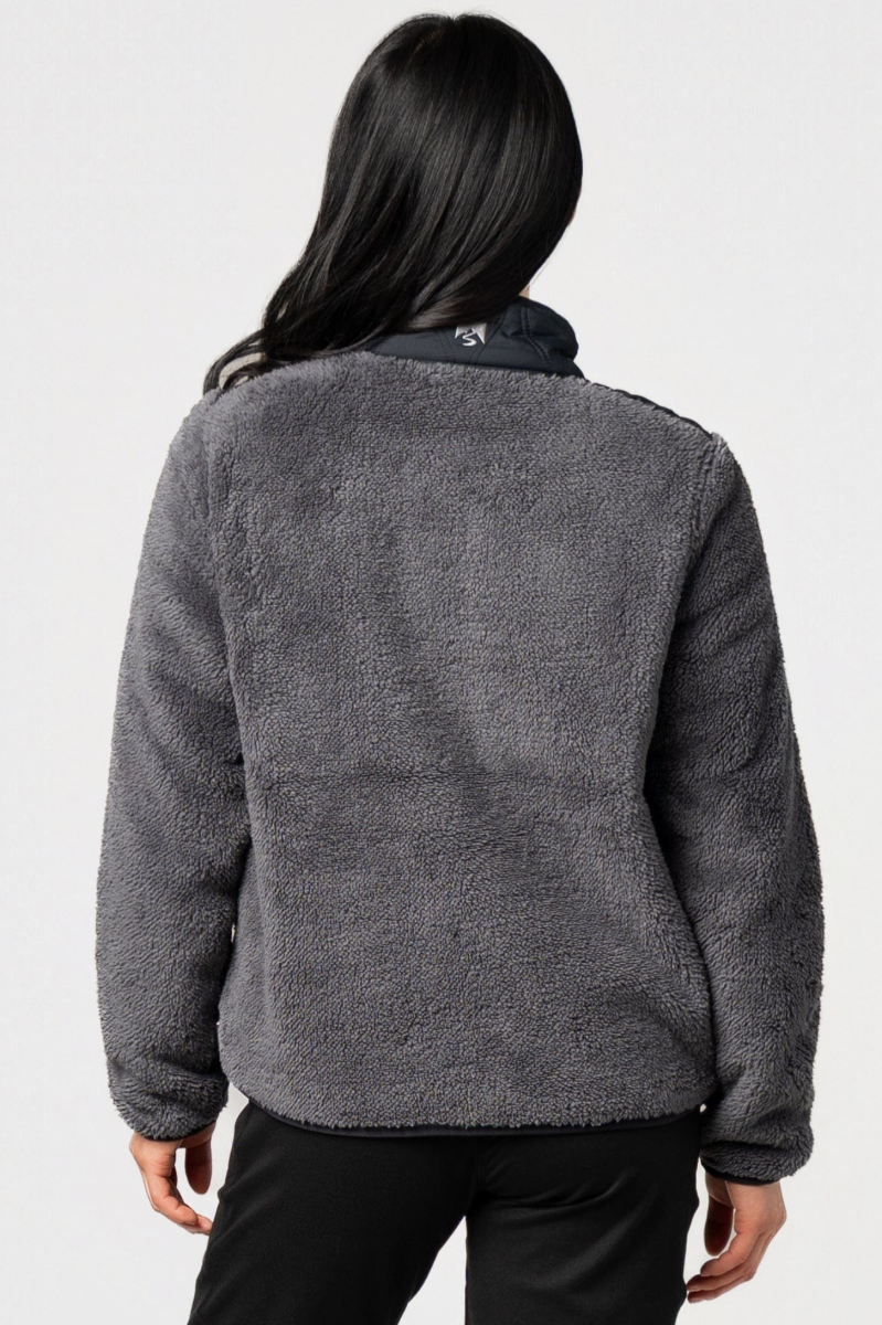 Teddy Fleece Jacket - Jet Grey & Black