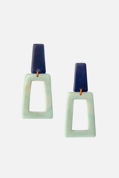 Danielle Earrings - Celery & Royal
