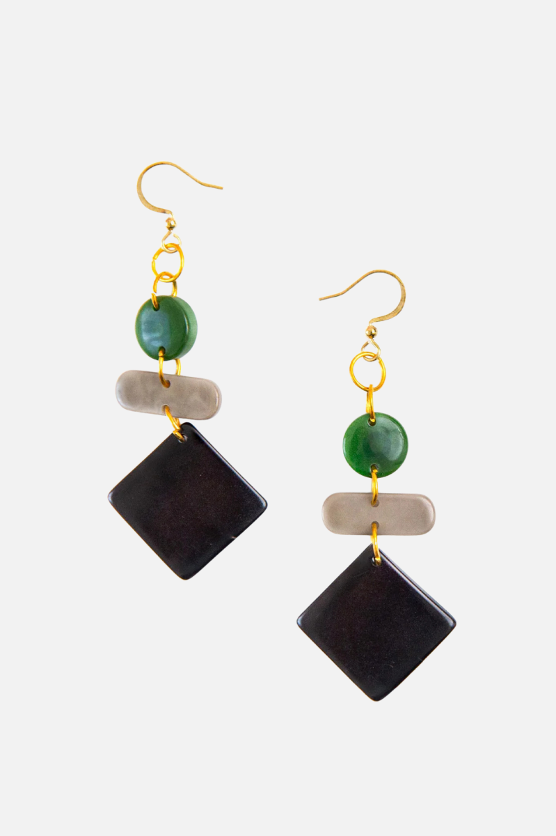 Marena Earrings - Forest, Charcoal & Onyx