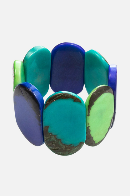 Carved Bracelet - Mint, Royal Blue & Turquoise