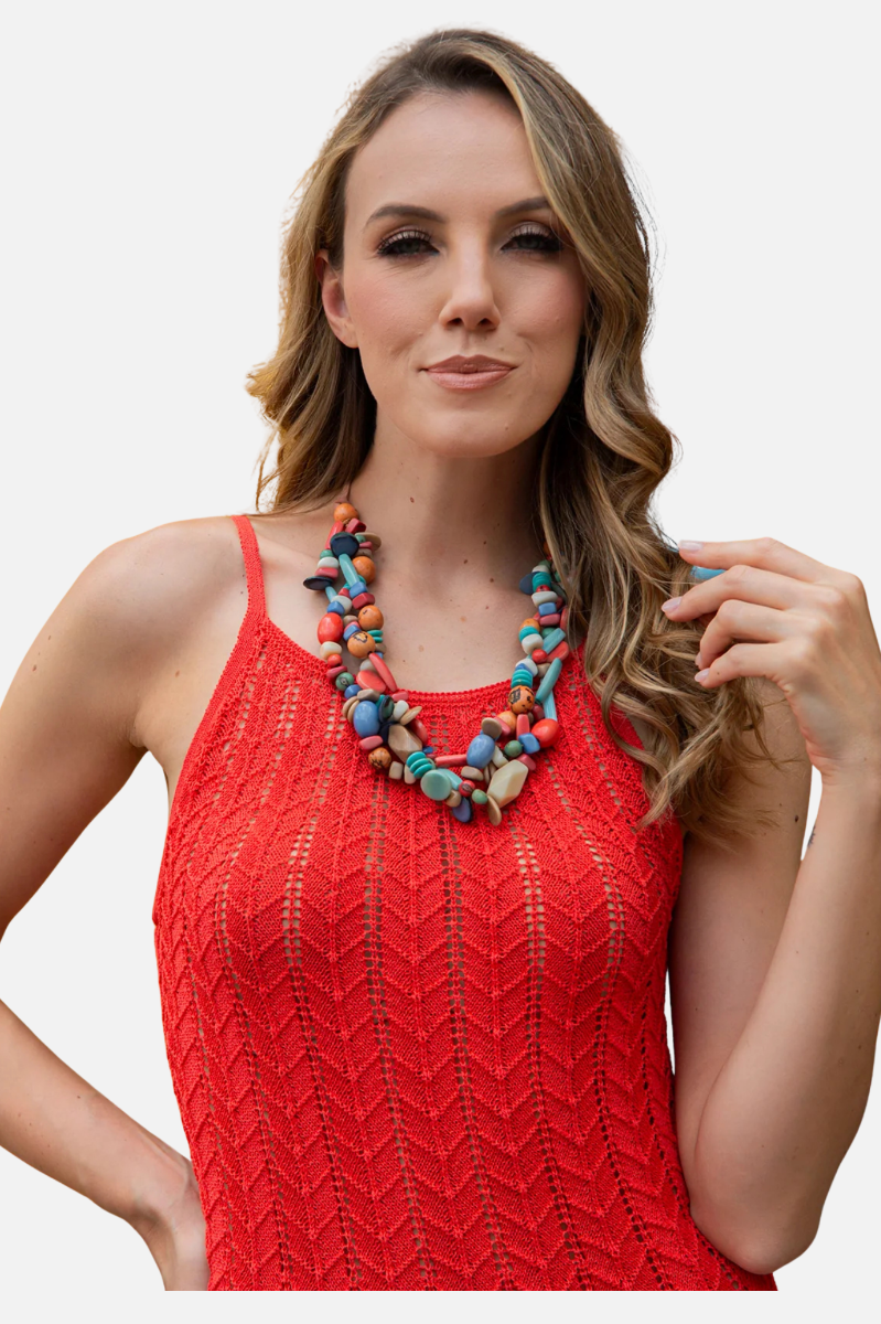 Serena Necklace - Poppy Coral Combo