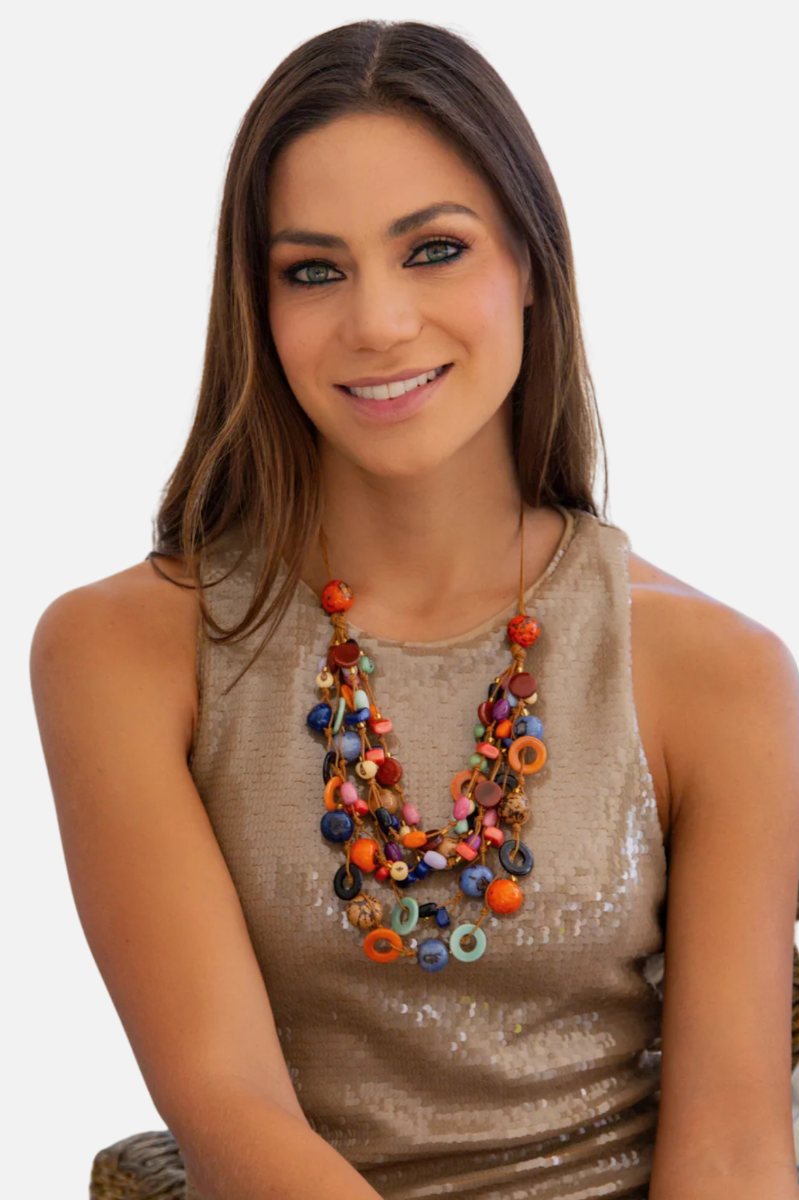 Cyrus Necklace - Royal Blue & Orange