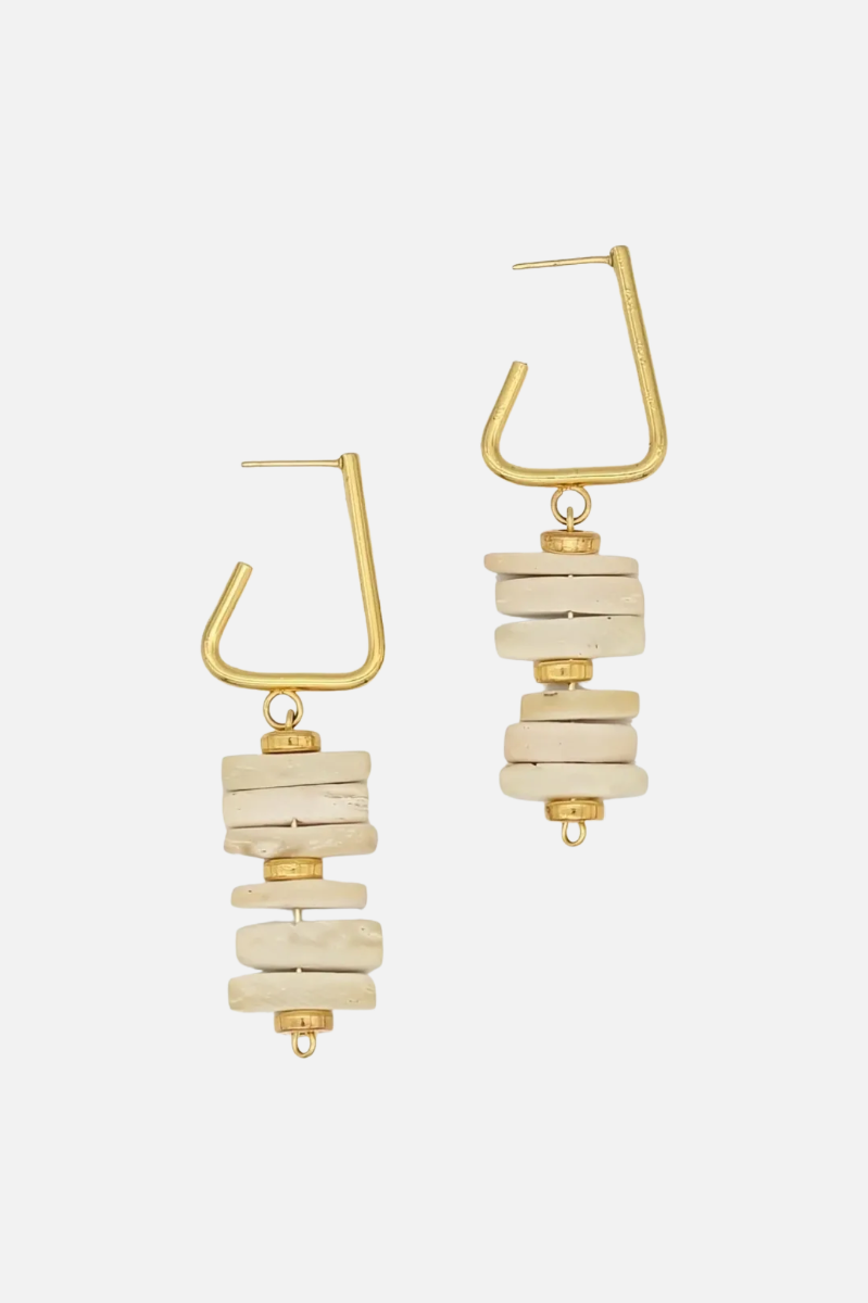 Stacked Drop Earring - Ivory