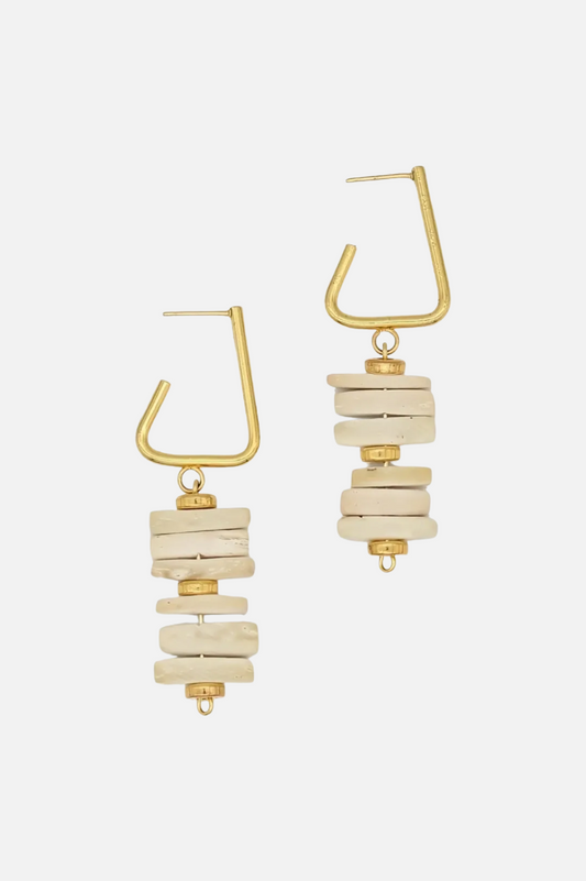 Stacked Drop Earring - Ivory