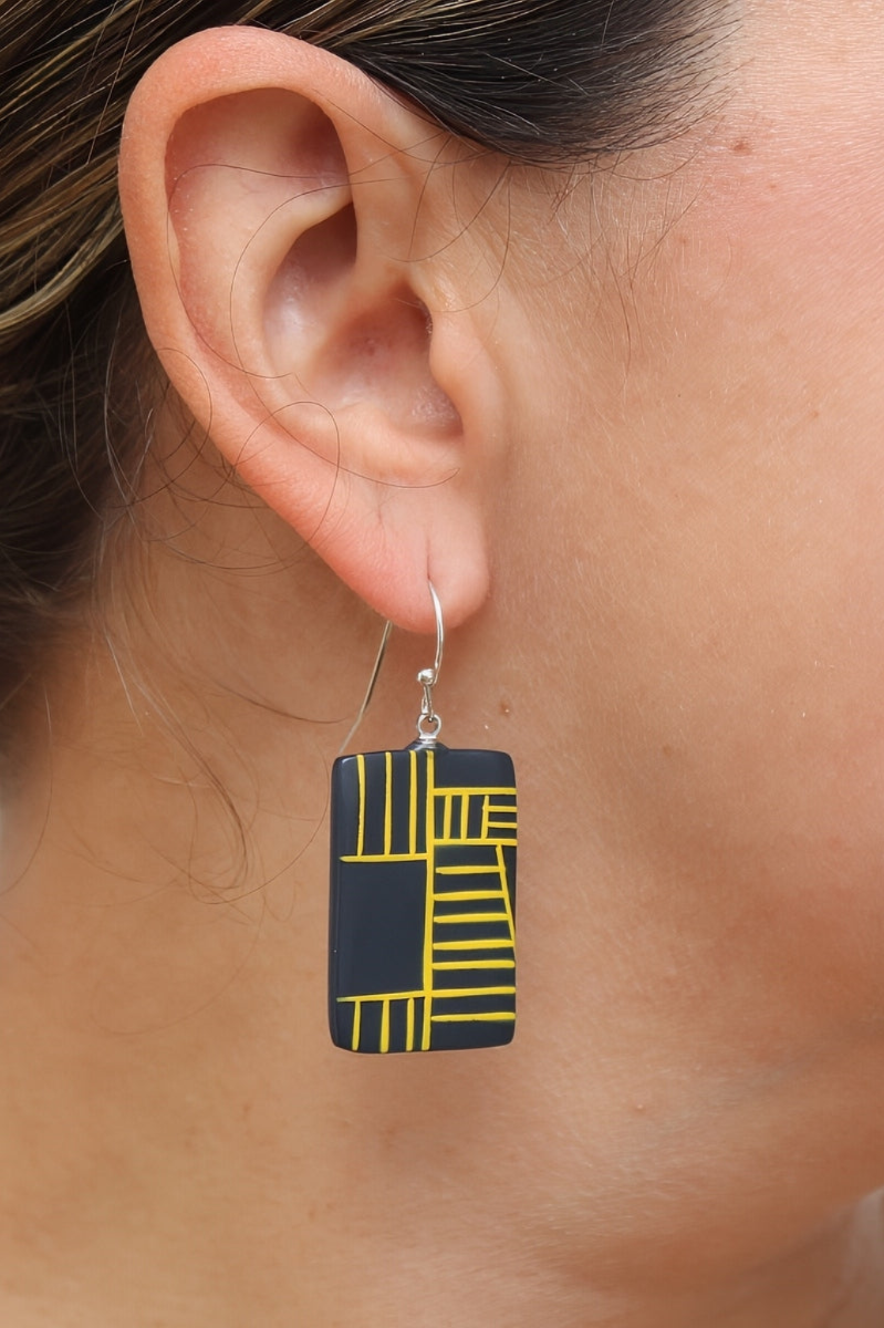 Geovibe Drop Earring - Navy