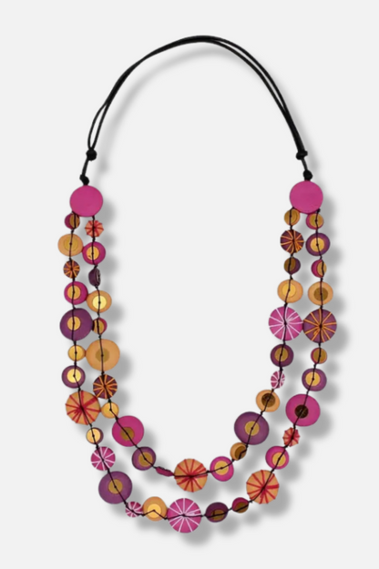 Melody Statement Necklace - Fuchsia & Purple
