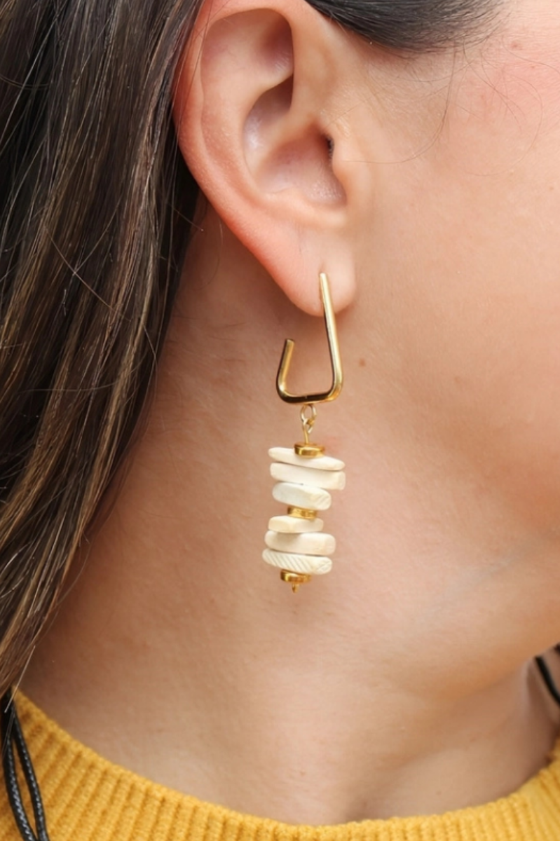 Stacked Drop Earring - Ivory