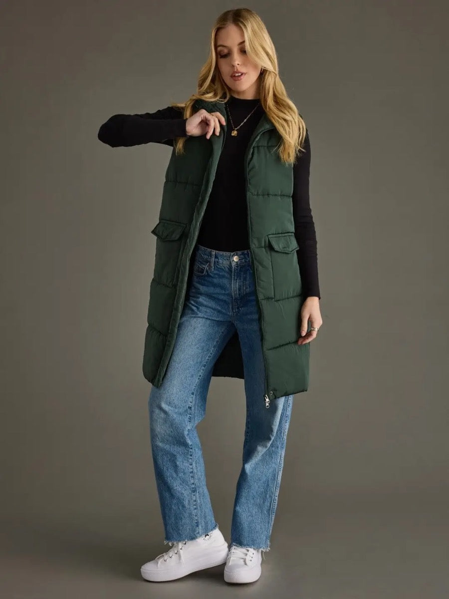 PANACHE CLVT804-2608 LONG VEST GREEN