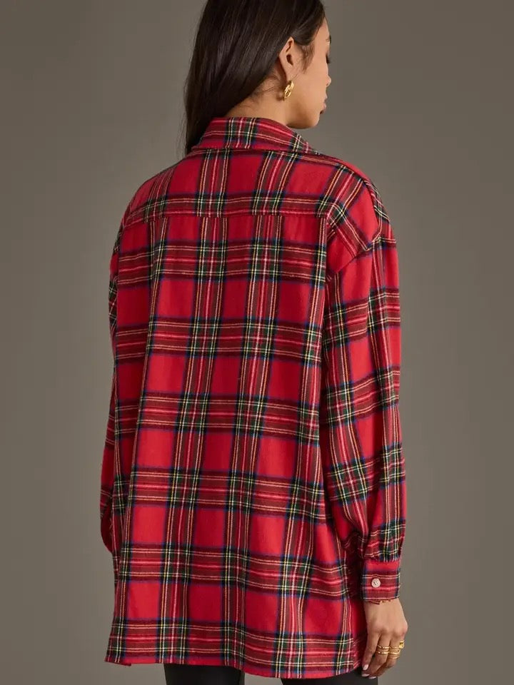 Boyfriend Flannel Shirt - Red