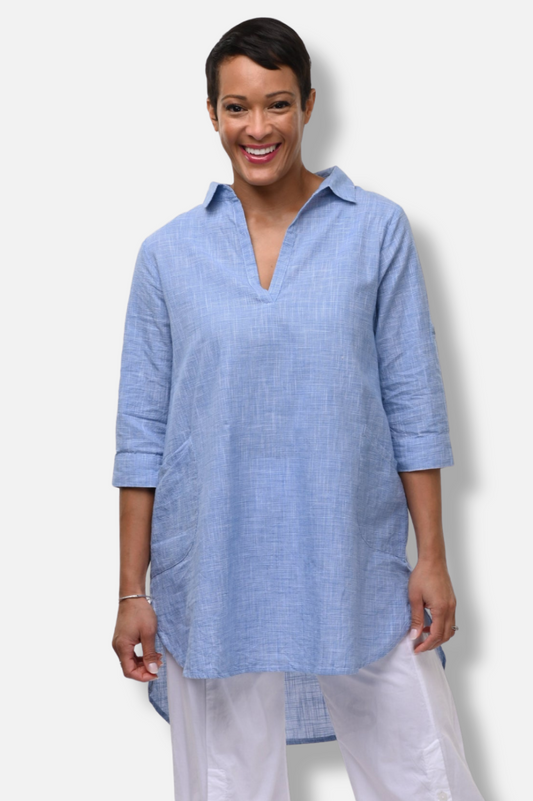 York Tunic - Blue Mini Check