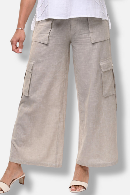 Calista Cargo Pant - Crockery Mini Check