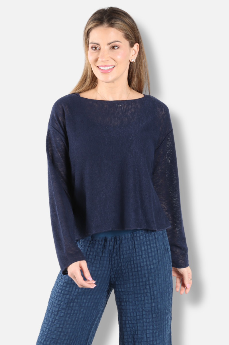 Boxy Pullover Sweater - Navy