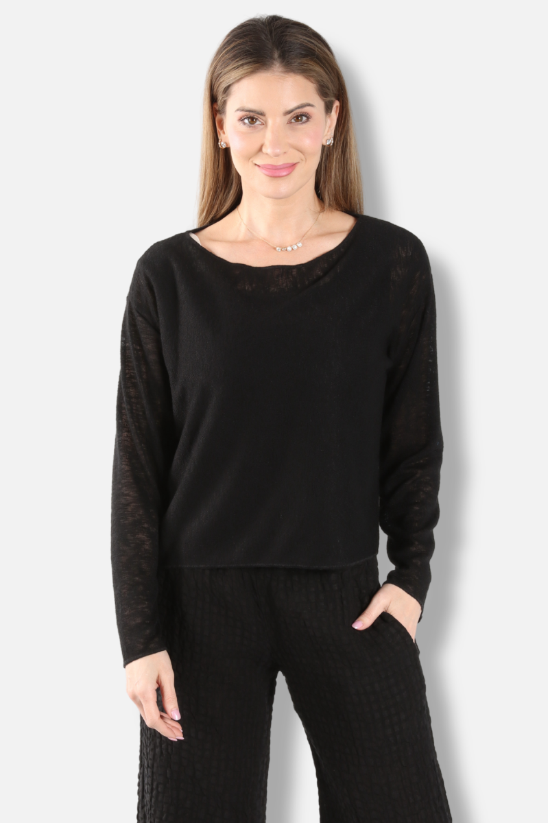 Boxy Pullover Sweater - Black