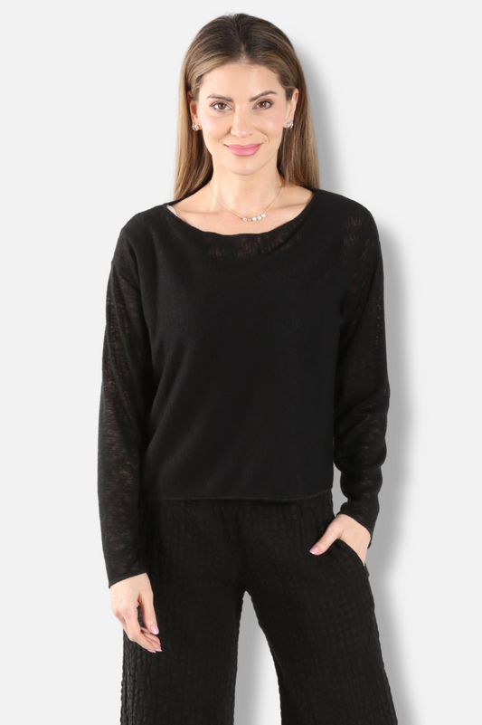 Boxy Pullover Sweater - Black