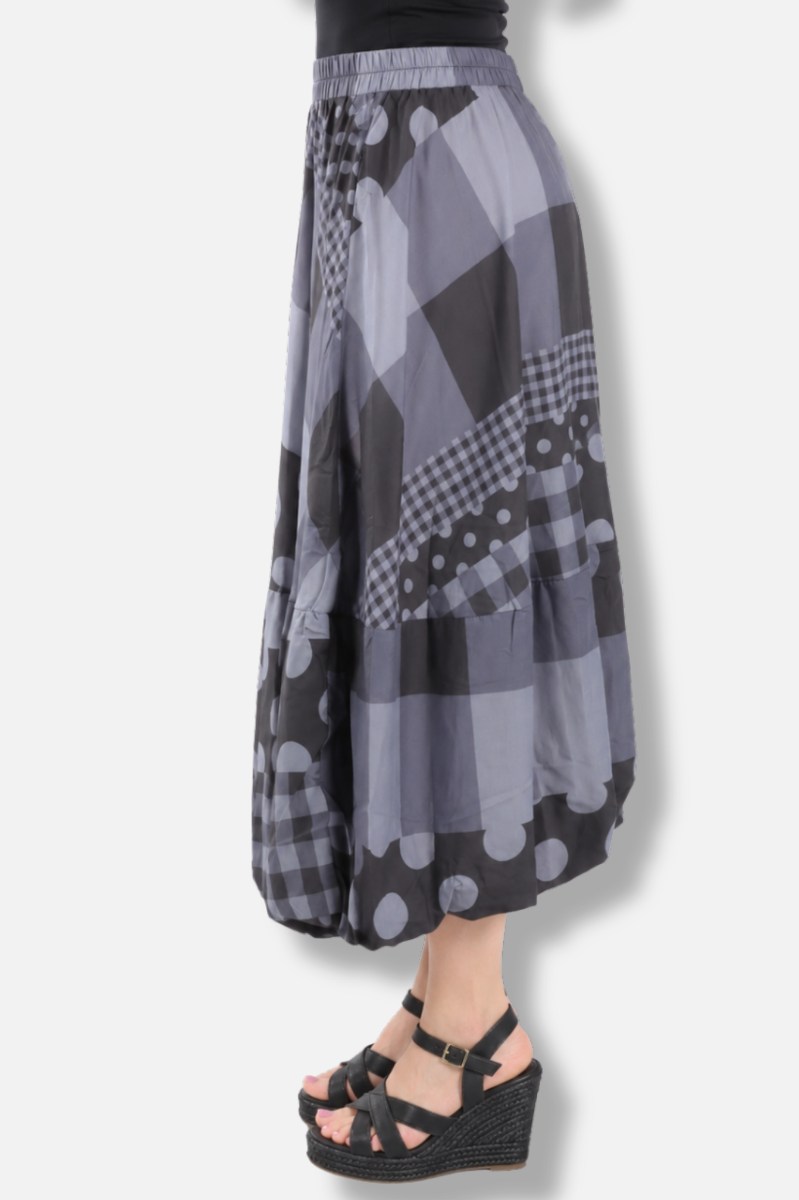 Patchwork Skirt - Grey & Black