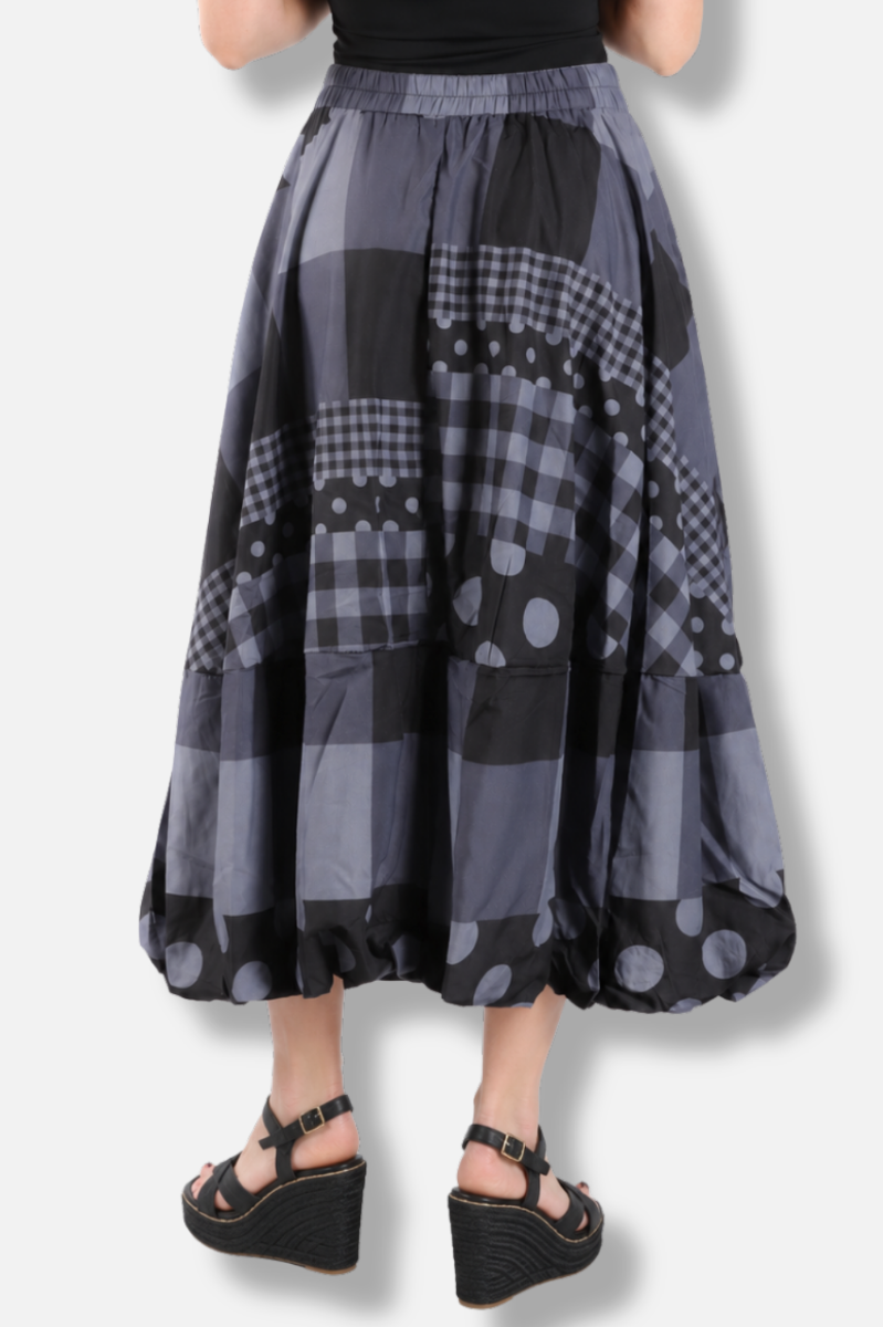 Patchwork Skirt - Grey & Black