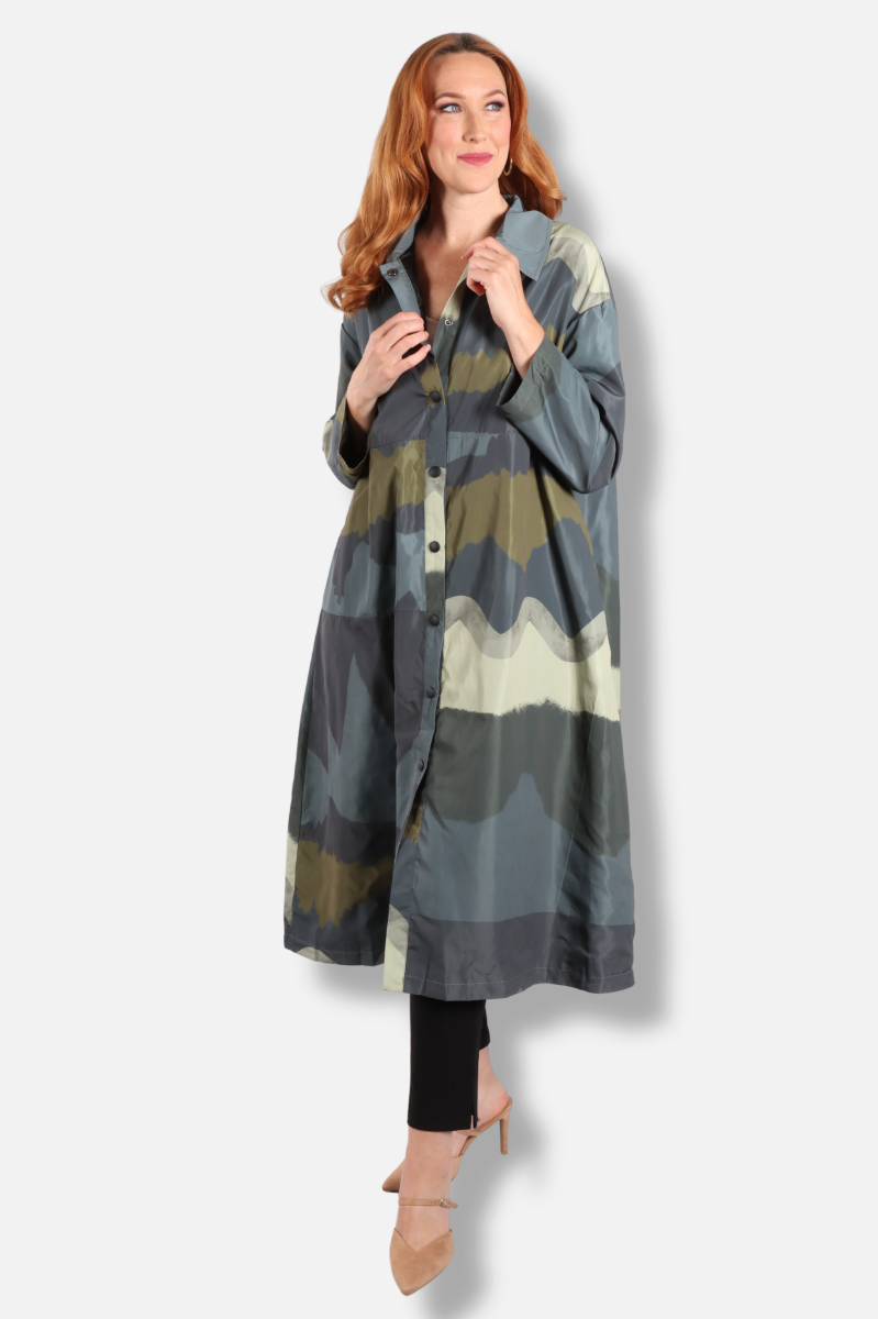 Painted Shirt Jacket - Blue Multi 