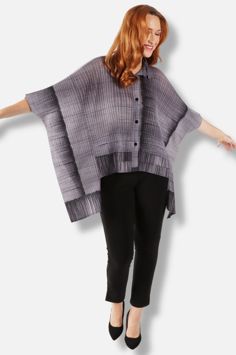 Poncho Blouse - Grey 