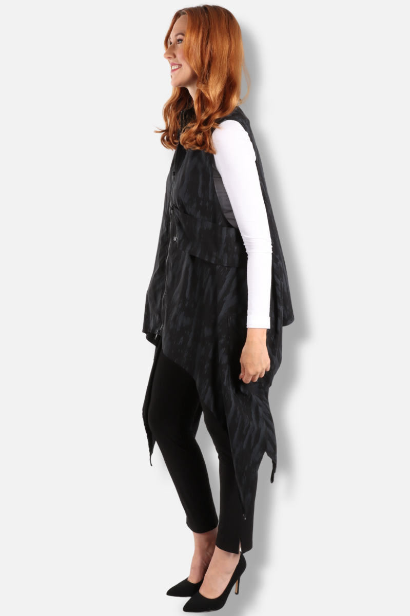 Long Vest - Black Print