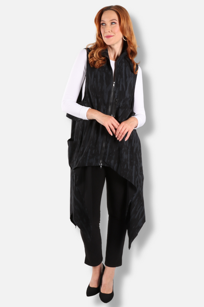 Long Vest - Black Print