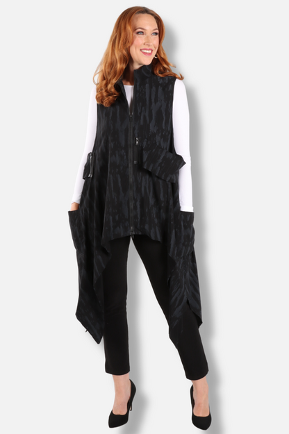 Long Vest - Black Print