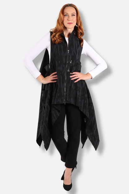 Long Vest - Black Print