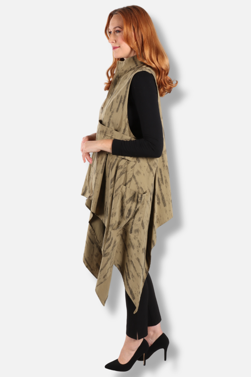Long Vest - Army Print