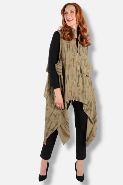 Long Vest - Army Print