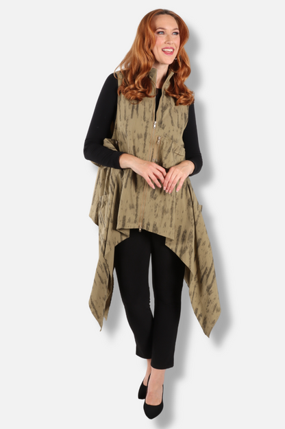 Long Vest - Army Print