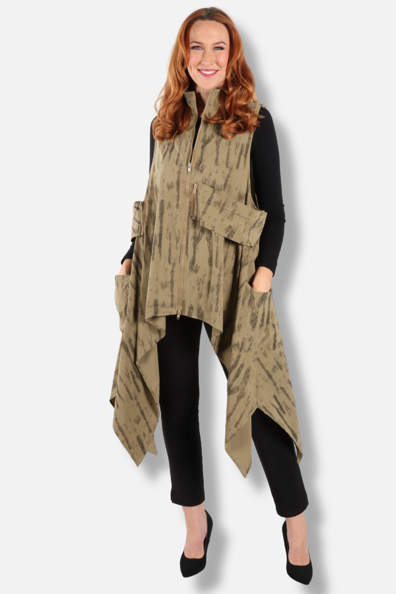 Long Vest - Army Print