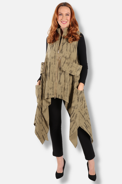 Long Vest - Army Print