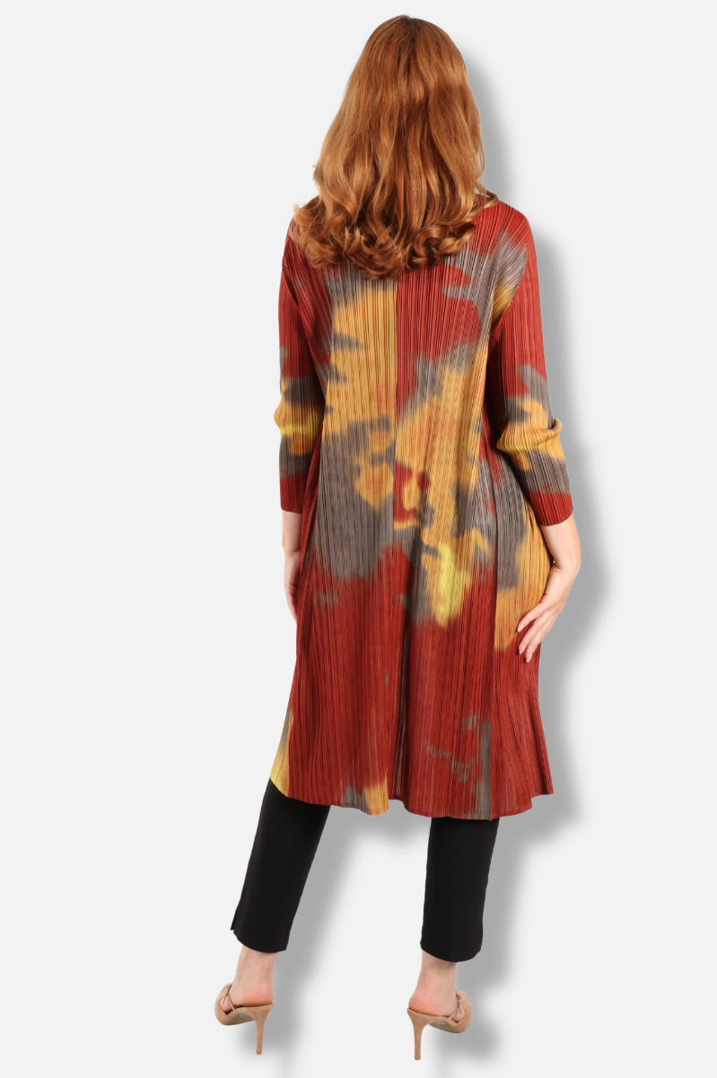 Pleated Duster - Orange Multi 