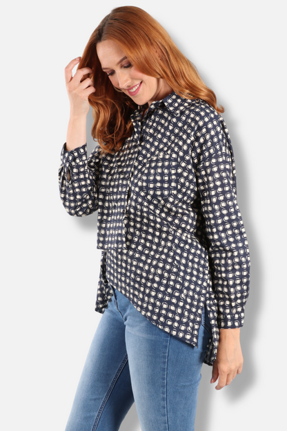 Asym Blouse - Blue Maze