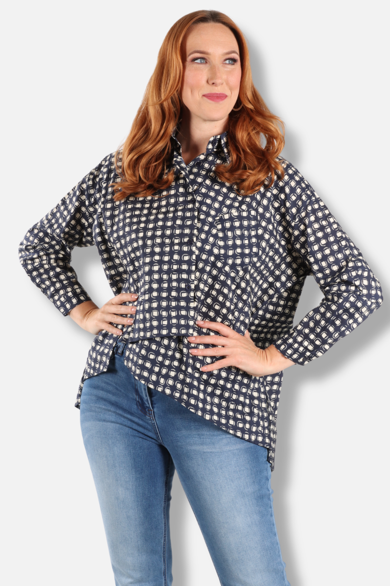 Asym Blouse - Blue Maze
