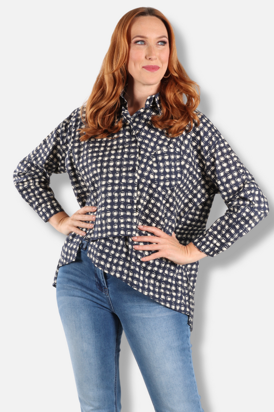 Asym Blouse - Blue Maze