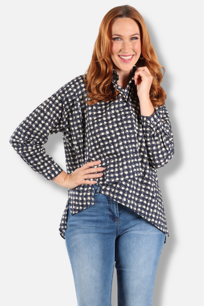 Asym Blouse - Blue Maze