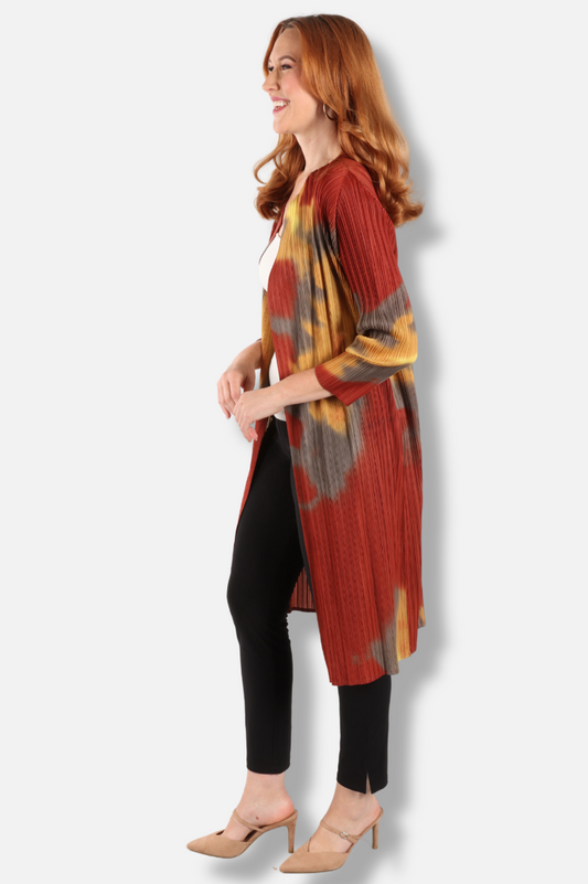 Pleated Duster - Orange Multi 